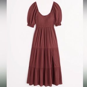 Abercrombie Short-Sleeve Smocked Midi Dress